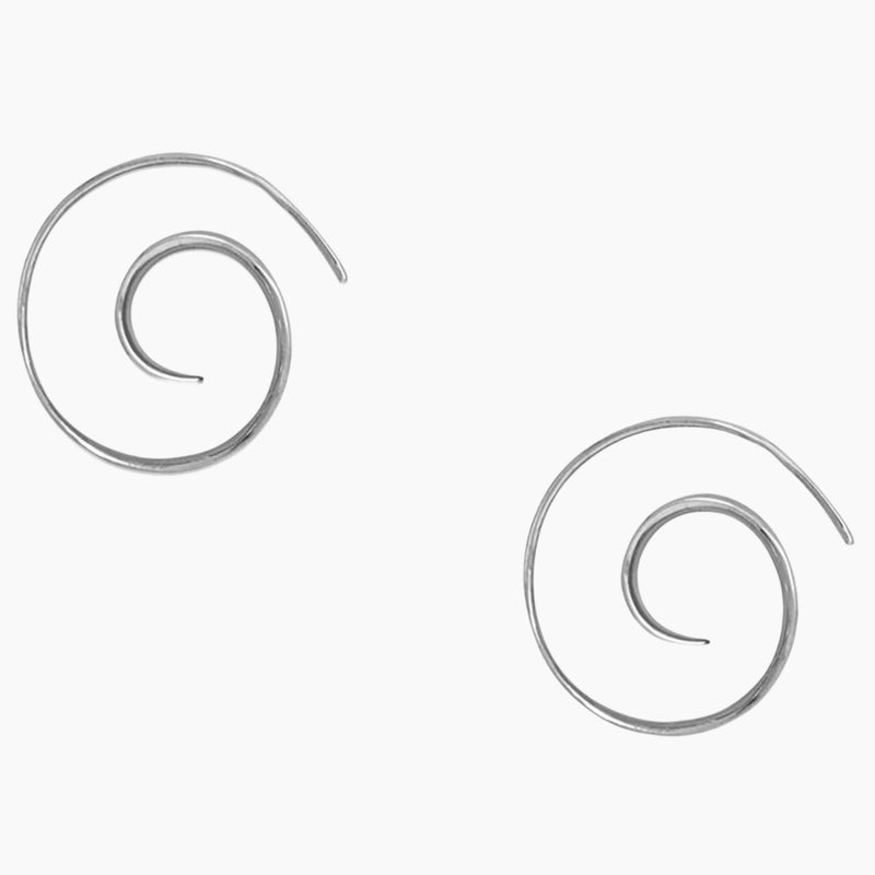Spiral Design Hoop Earrings Front View