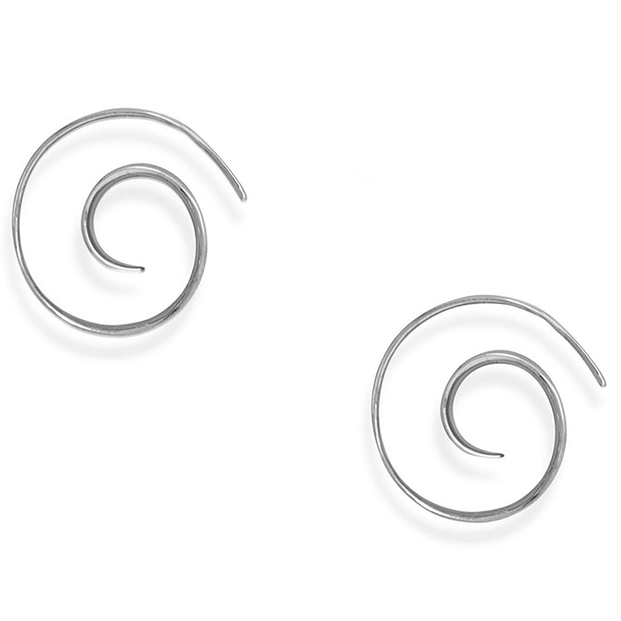 Spiral Design Hoop Earrings Front View