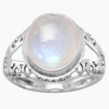 Split Band Faceted Rainbow Moonstone Ring