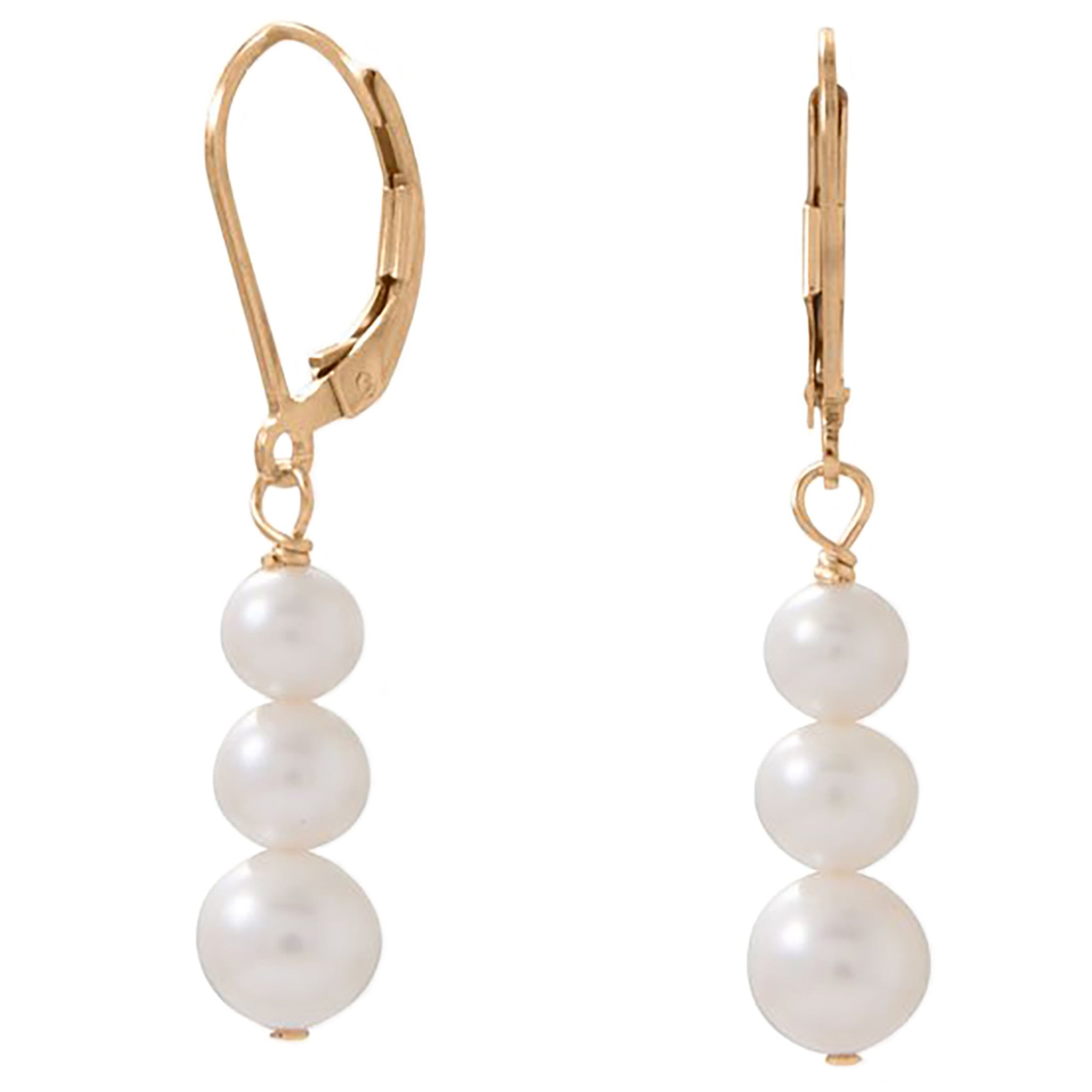 Stacked Freshwater Pearl Gold Earrings