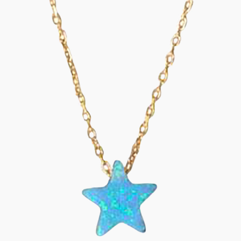 Star Shape Opal Gold Necklace