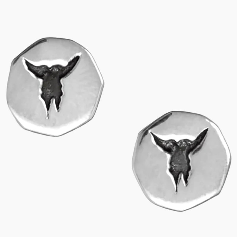 Steer Skull Design Stud Earrings