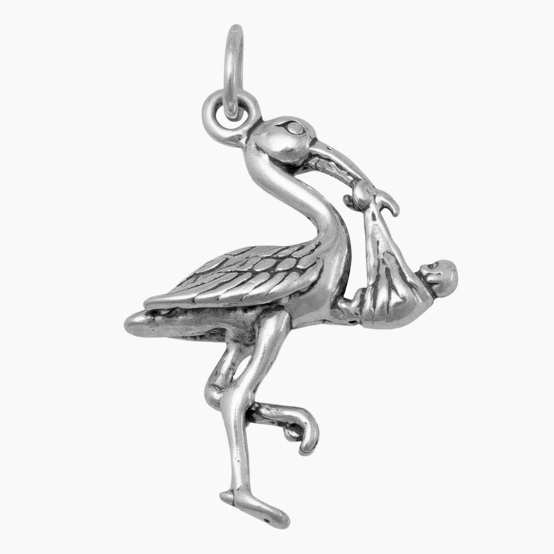 Stork with Baby Charm