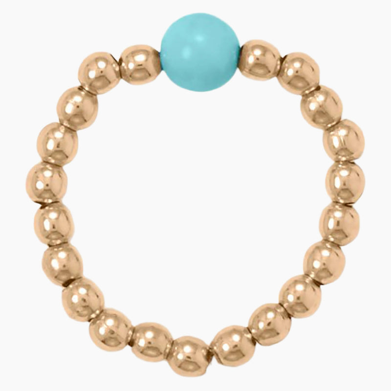 Stretch Bead Gold with Turquoise Toe Ring