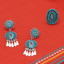 Sunburst and Cluster Turquoise Drop Earrings Example