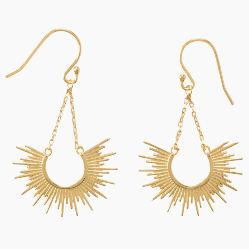 Sunburst Design Gold Earrings