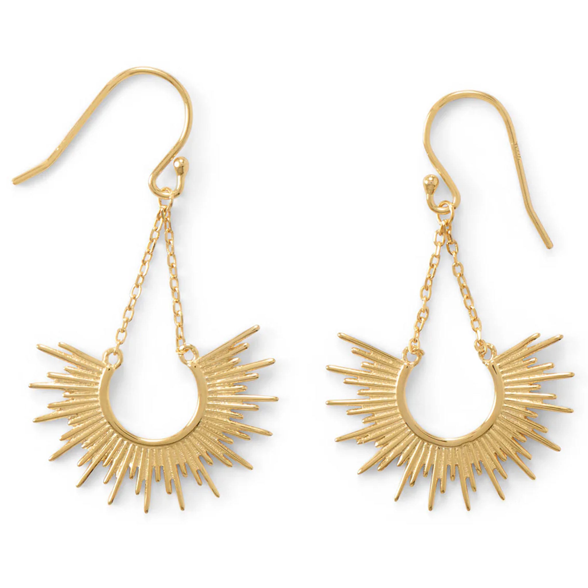 Sunburst Design Gold Earrings
