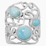 Swirl Band Larimar Ring
