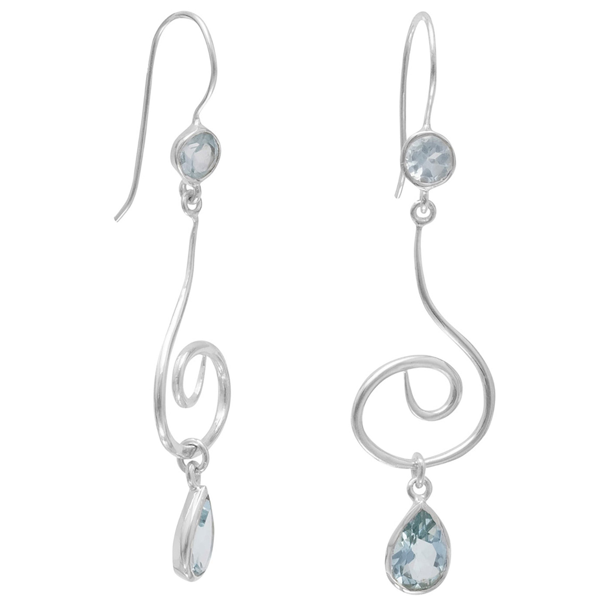 Swirl Design Blue Topaz Earrings