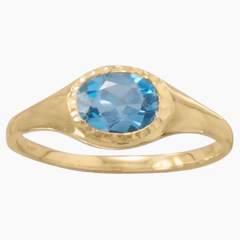 Swiss Blue Topaz Gold Ring
