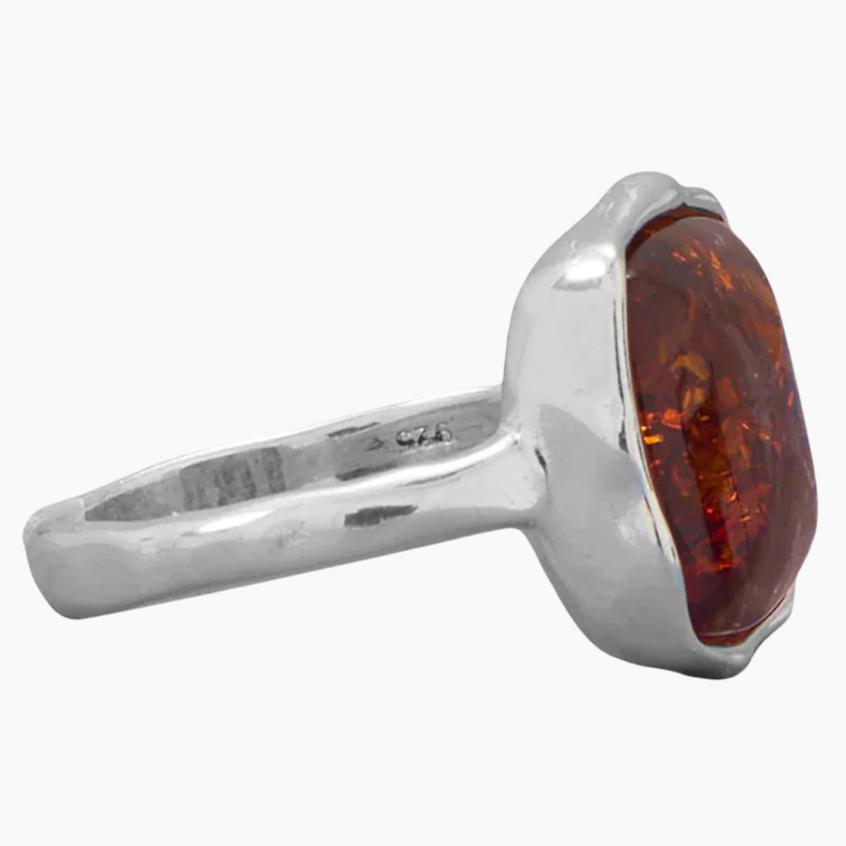 Textured Baltic Amber Ring Side View