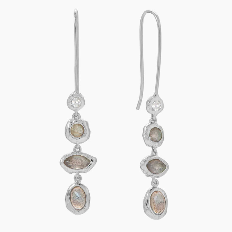 Textured Edge Labradorite Earrings