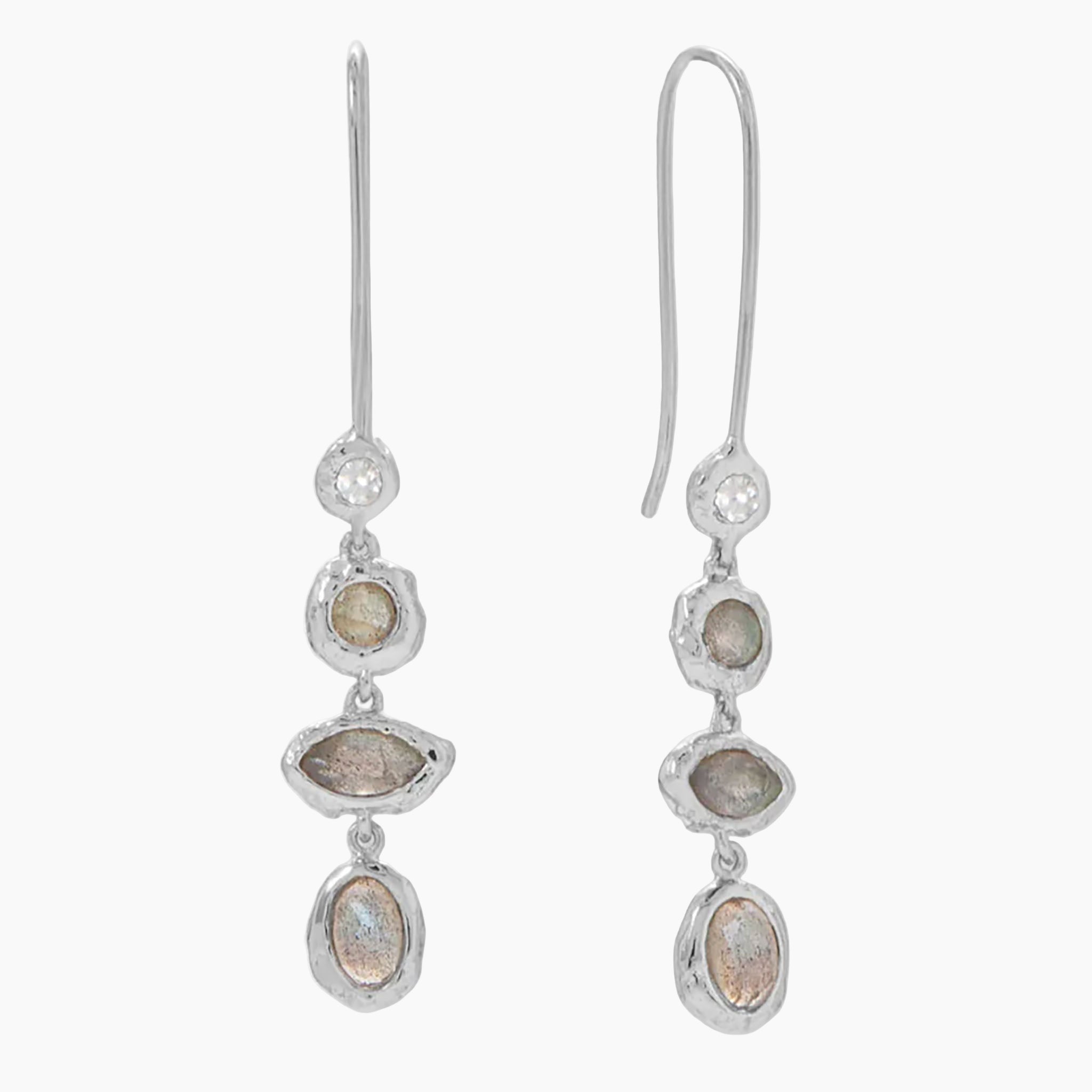 Textured Edge Labradorite Earrings