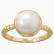 Textured Freshwater Pearl Gold Ring