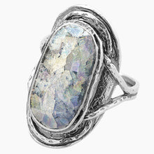 Textured Roman Glass Ring Side View