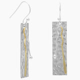 Textured Silver Bar Drop Earrings
