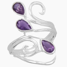 Three Piece Polished Amethyst Ring Off Center