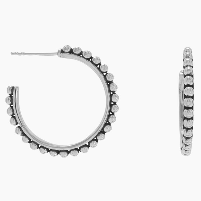 Three Quarter Bead Hoop Earrings