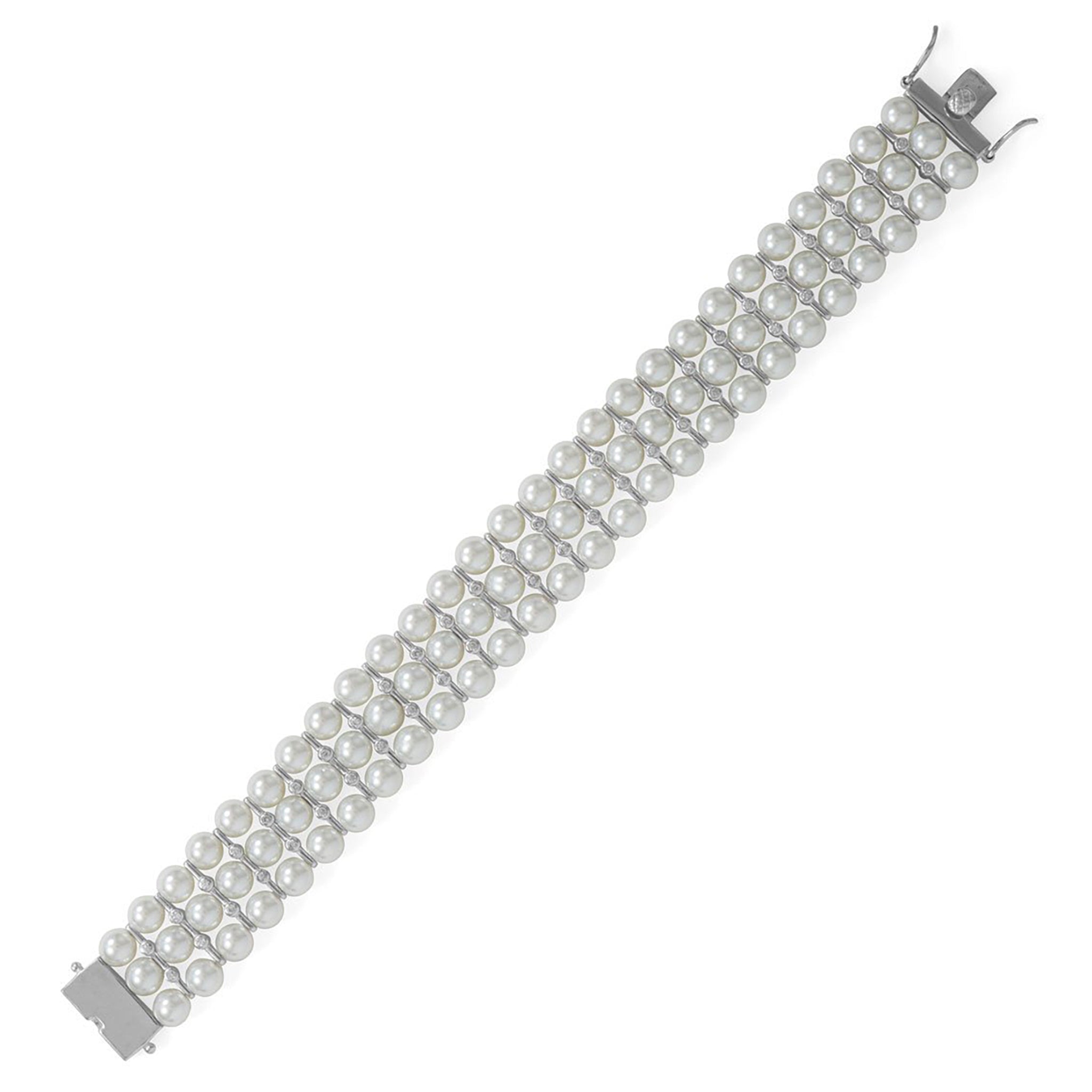 Three Row Pearl Bracelet