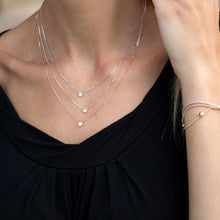 Three Strand Zirconia Necklace on Neck 2