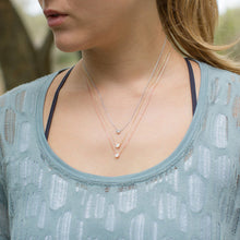 Three Strand Zirconia Necklace on Neck