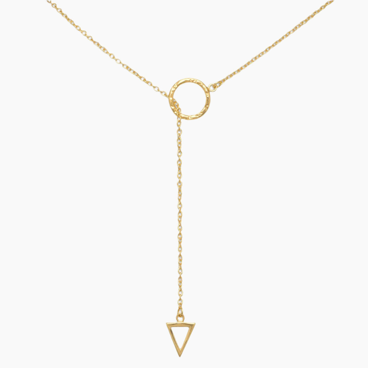 Triangle End Gold Lariat Necklace