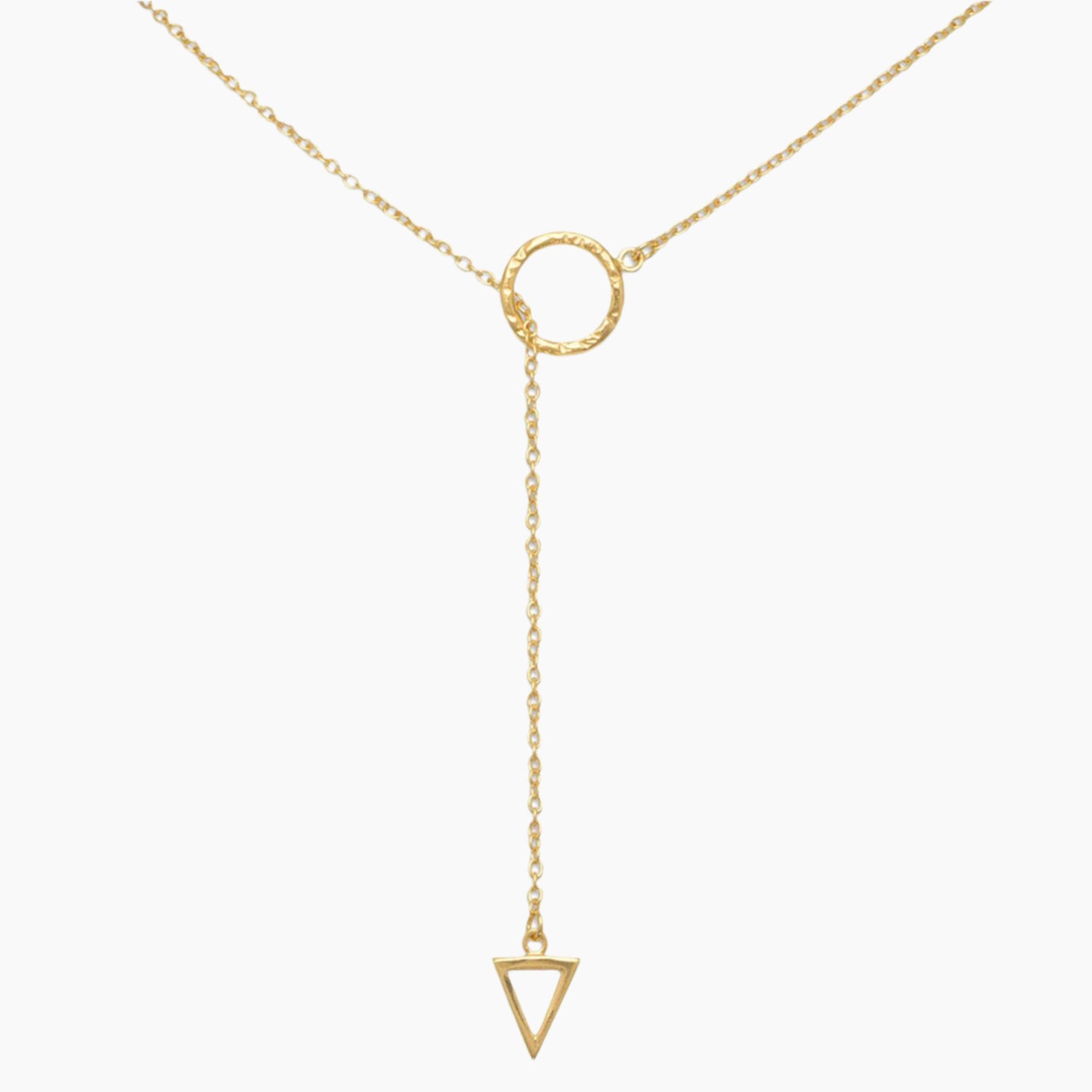 Triangle End Gold Lariat Necklace
