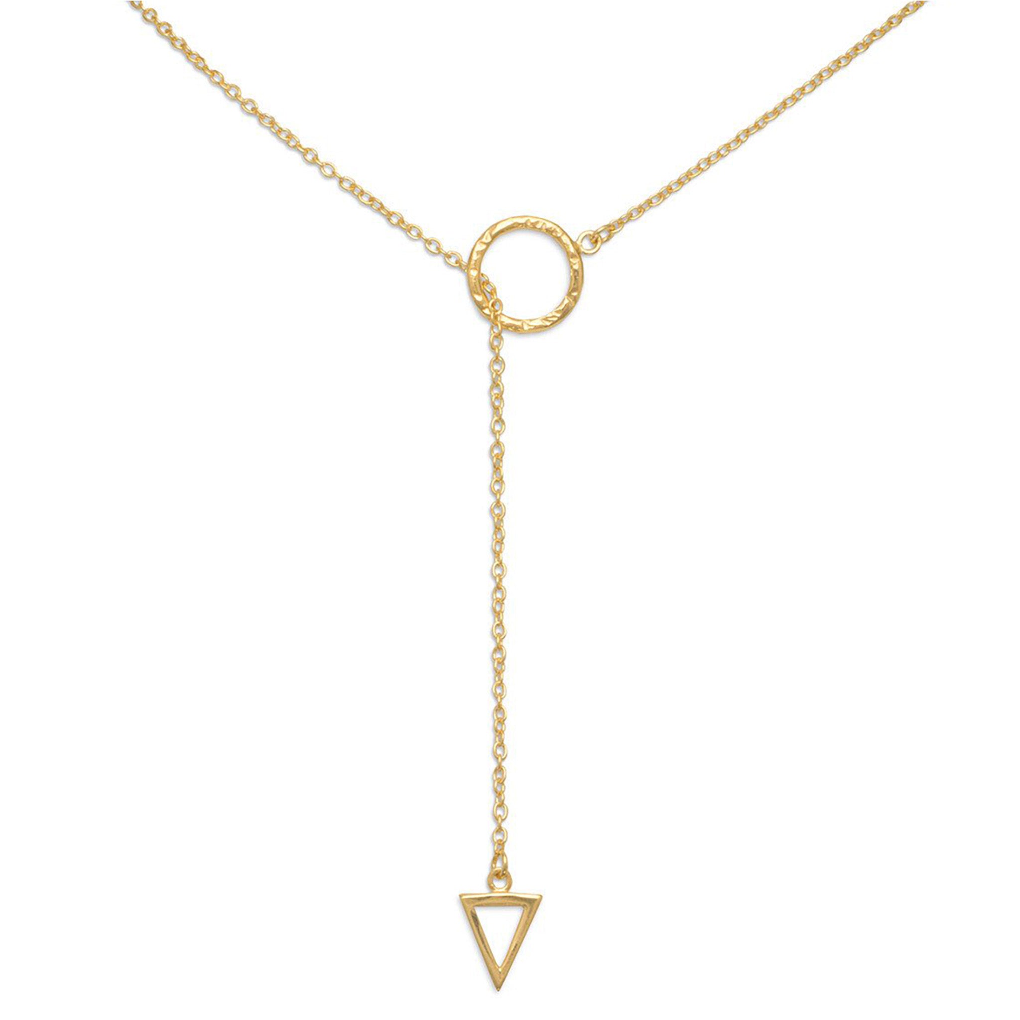 Triangle End Gold Lariat Necklace