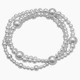 Triple Strand Silver Bead Bracelet
