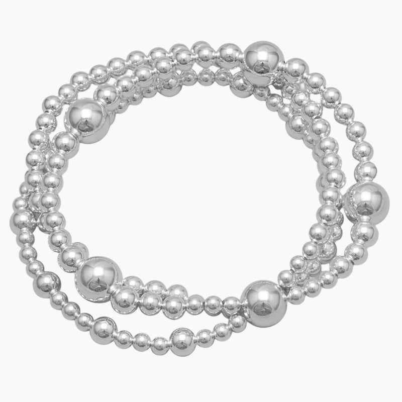 Triple Strand Silver Bead Bracelet