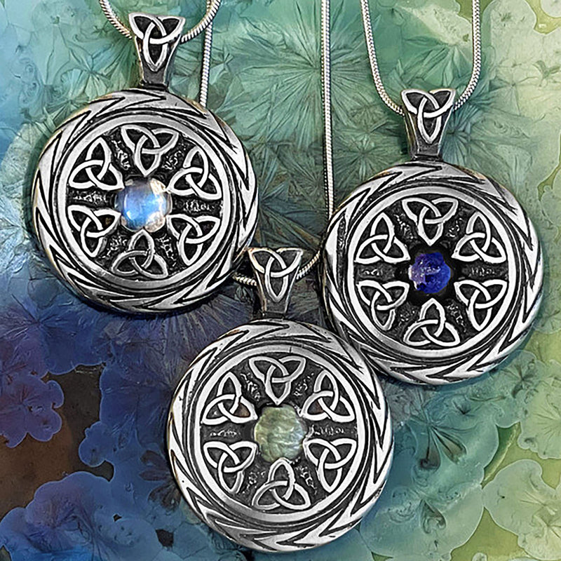 Triquetra with Gemstone Bead Pendant Necklace