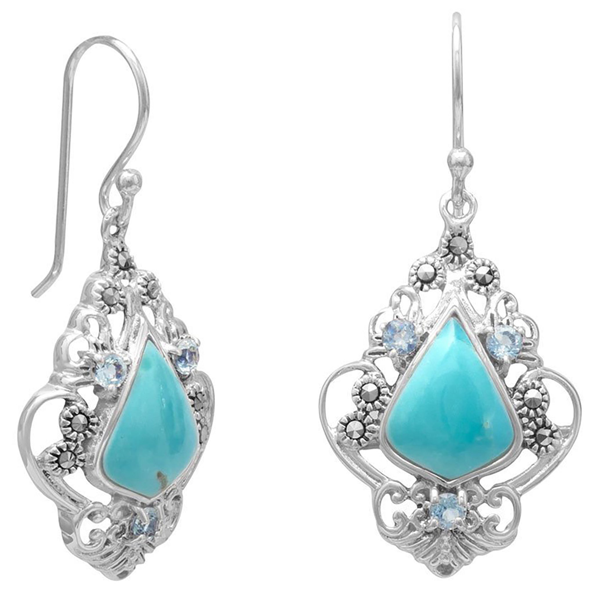 Turquoise and Blue Topaz Earrings