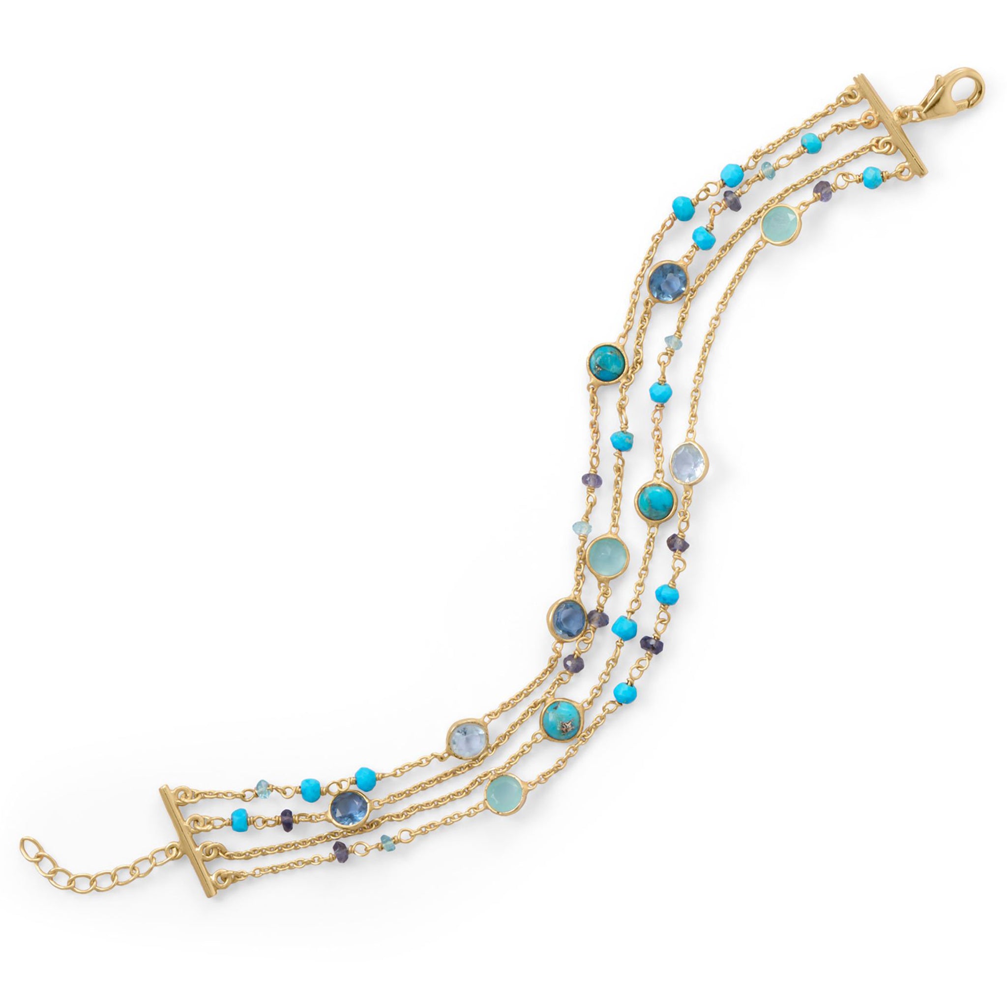 Turquoise and Chalcedony Bead Bracelet
