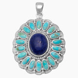 Turquoise and Lapis Cluster Pendant