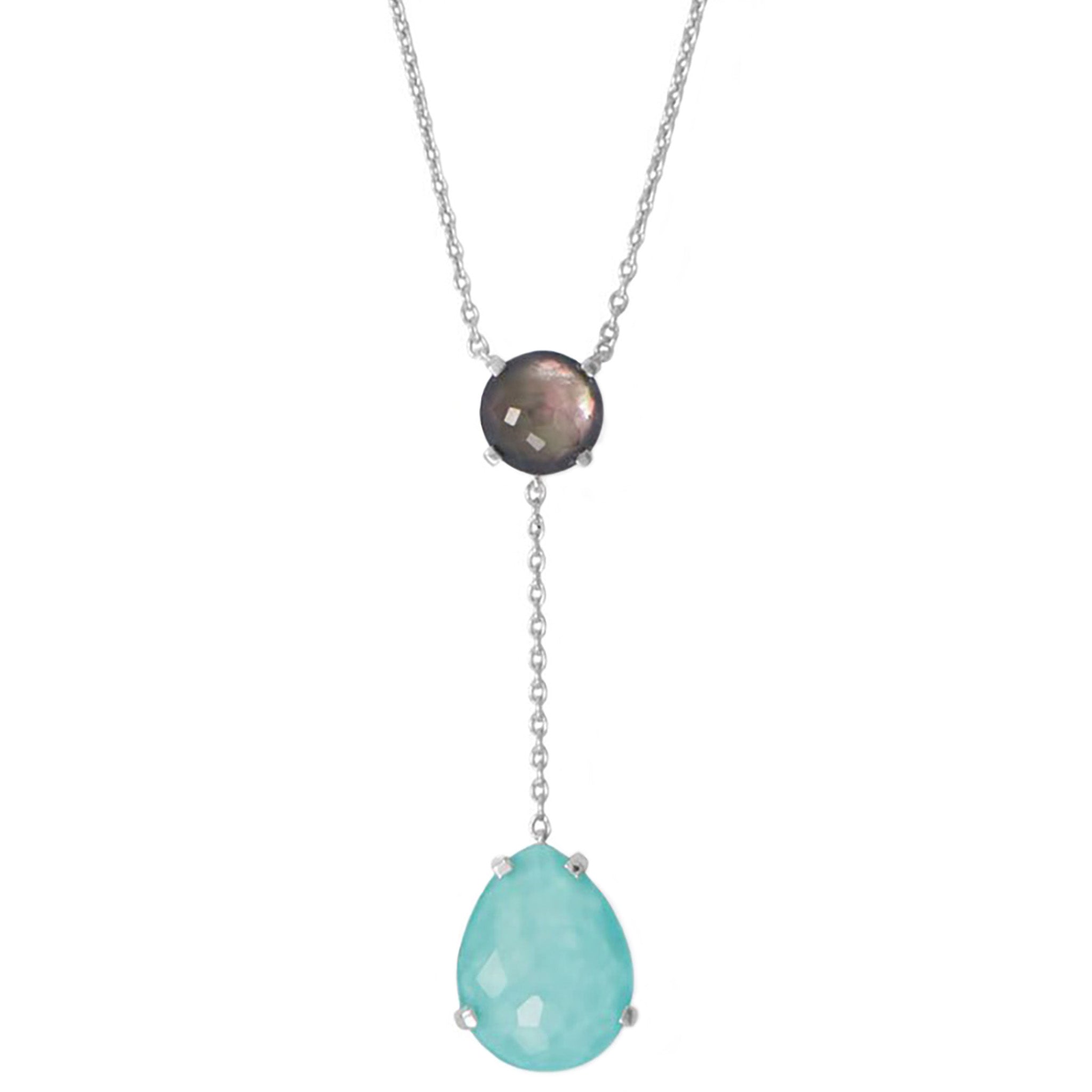 Turquoise and Pearl Doublet Necklace Straight