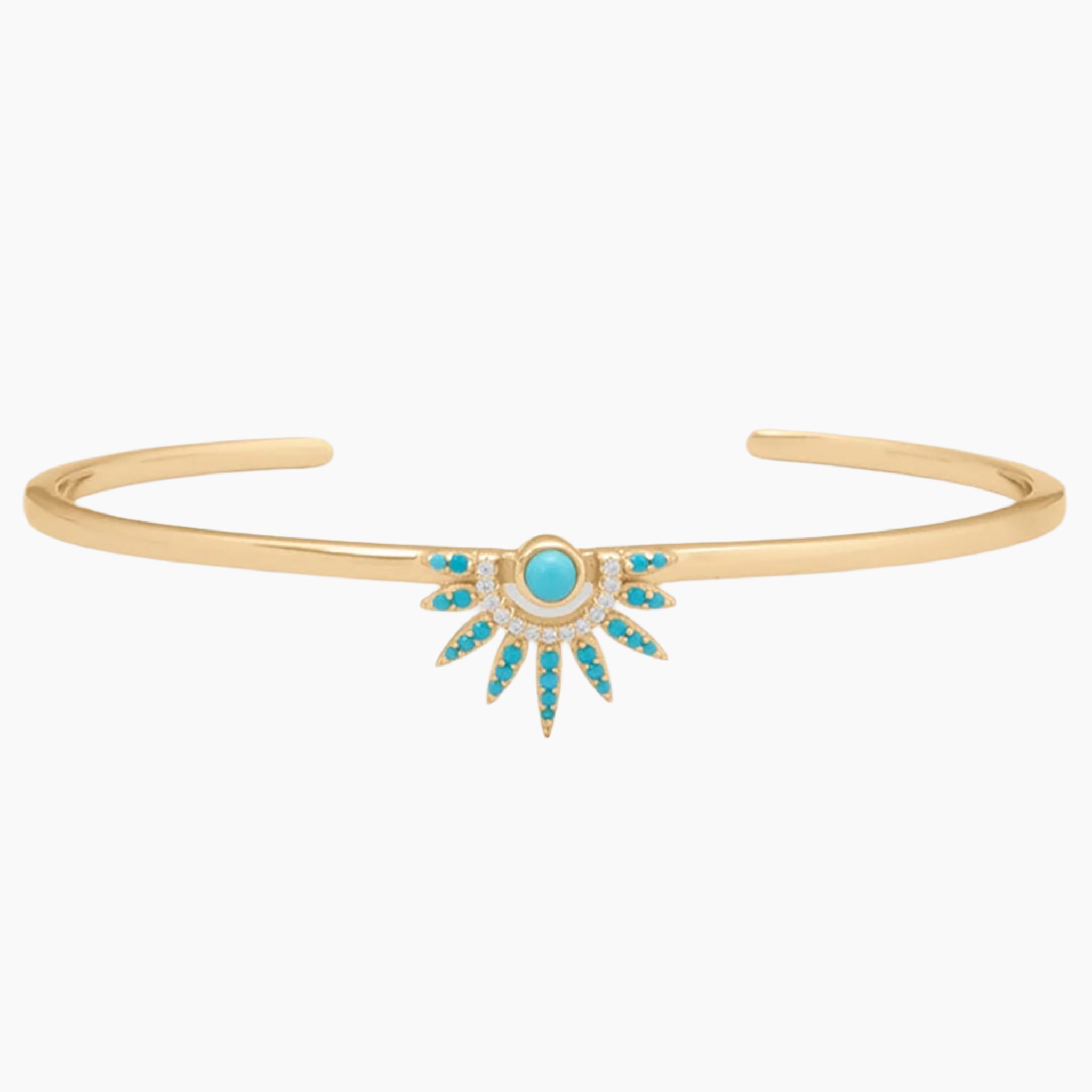 Turquoise and Zirconia Sunray Cuff Bracelet