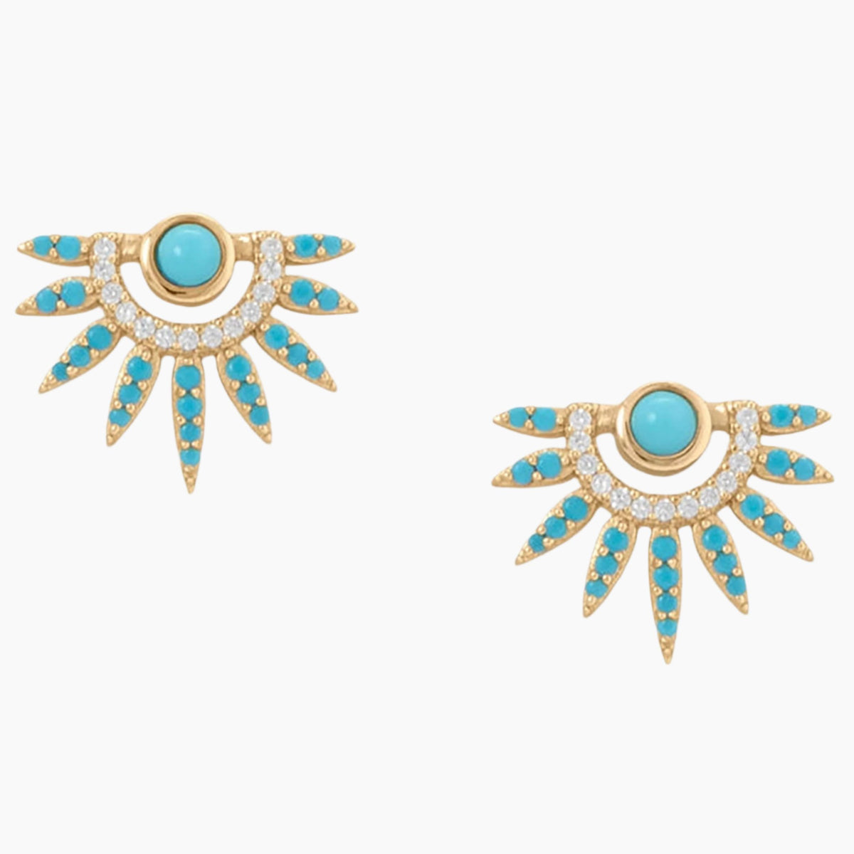 Turquoise and Zirconia Sunray Earrings