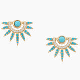 Turquoise and Zirconia Sunray Earrings