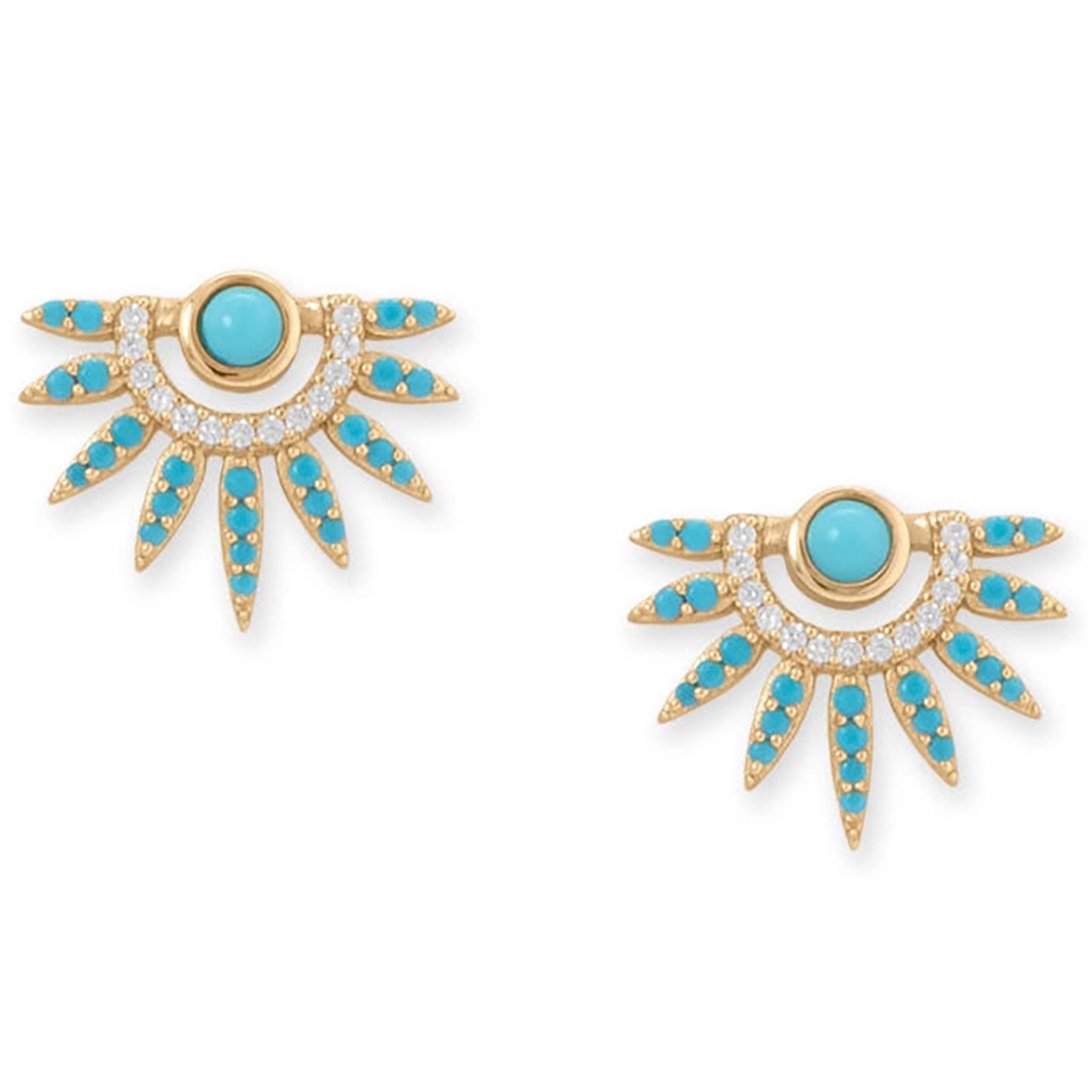 Turquoise and Zirconia Sunray Earrings