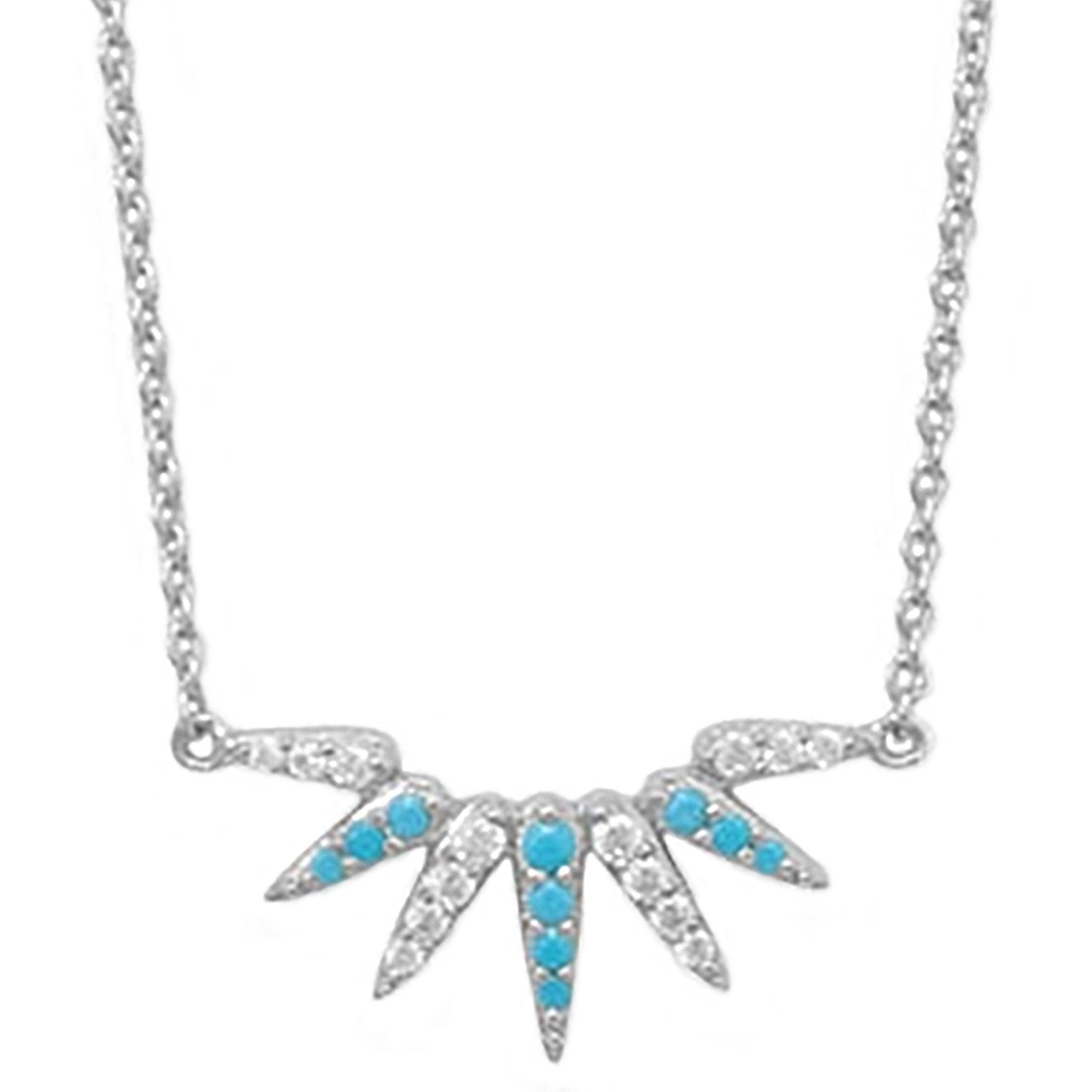 Turquoise and Zirconia Sunray Necklace