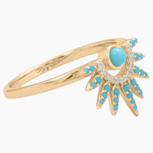 Turquoise and Zirconia Sunray Ring Side View
