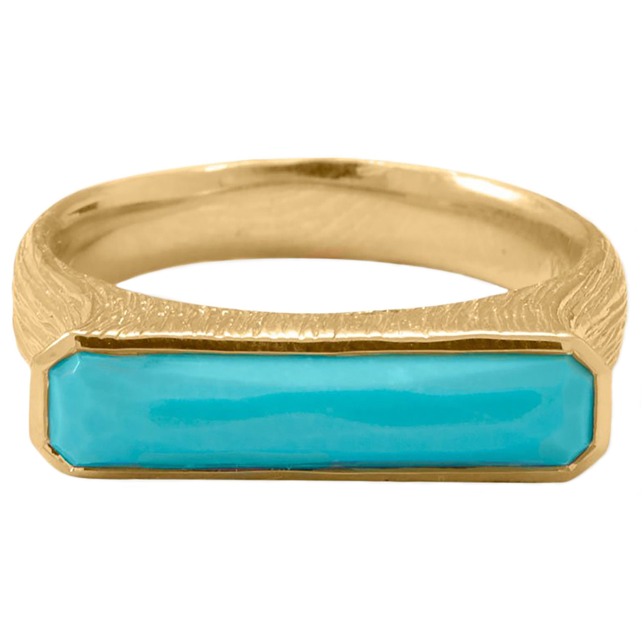 Turquoise Bar Design Gold Ring