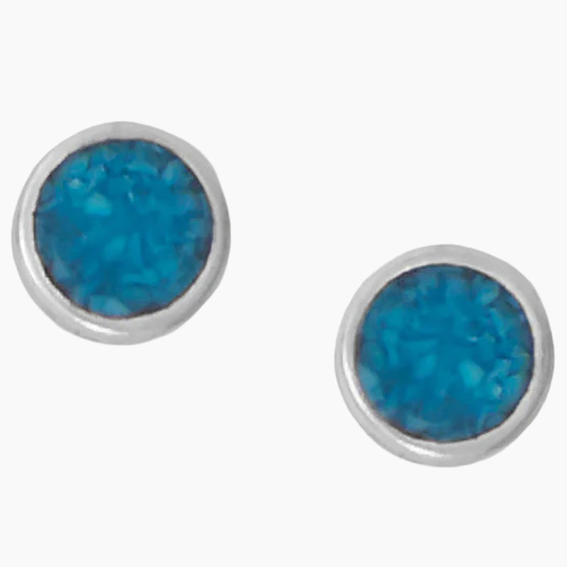 Turquoise Chip Button Stud Earrings