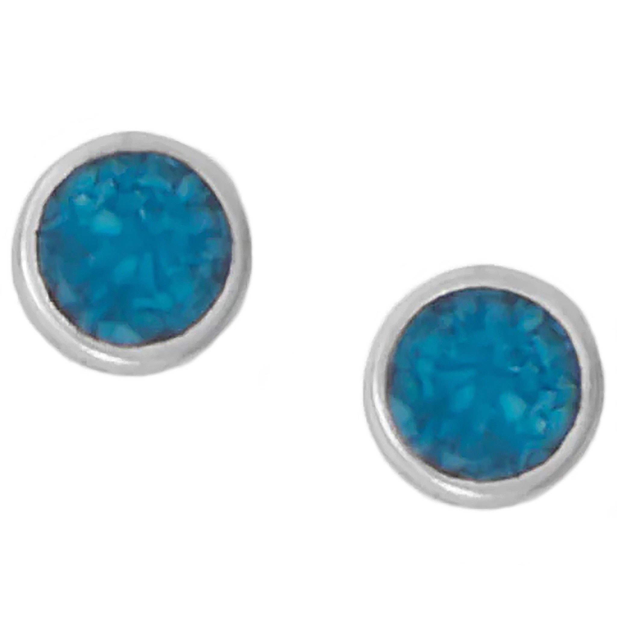 Turquoise Chip Button Stud Earrings