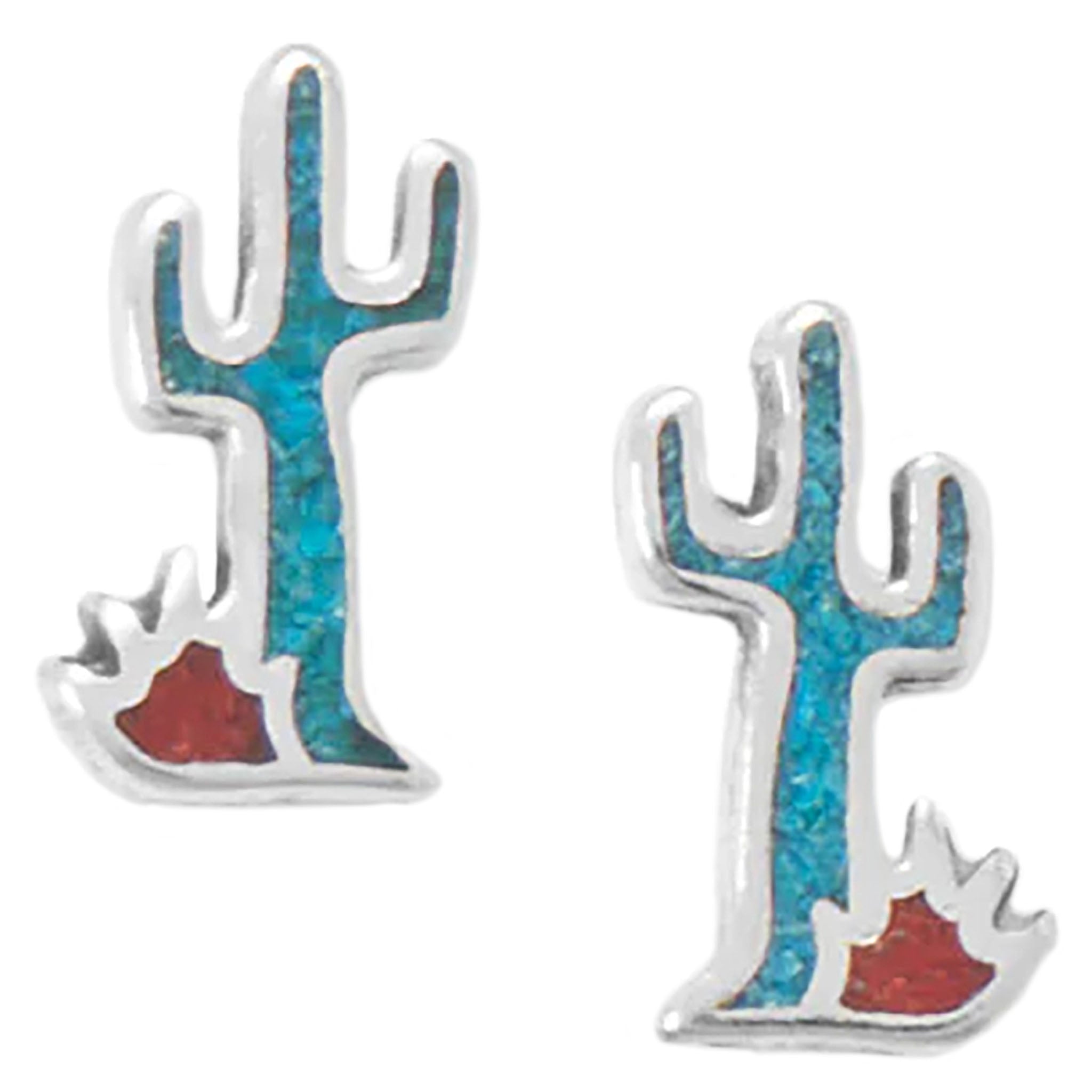 Turquoise Chip Cactus Earrings