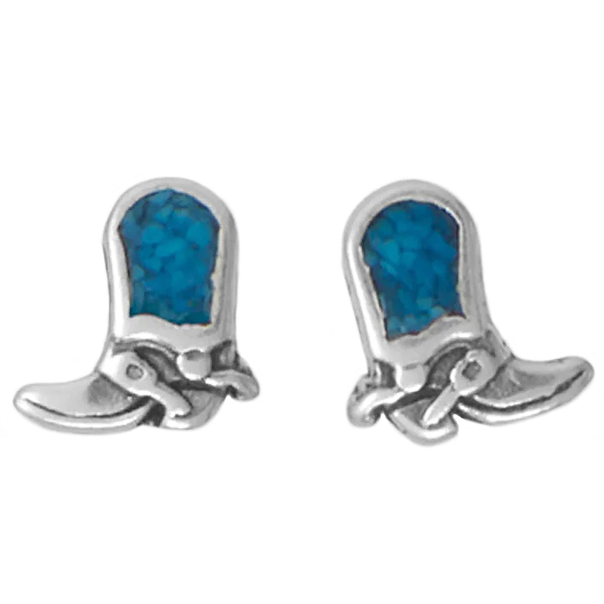 Turquoise Chip Cowgirl Boot Earrings