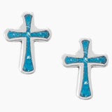 Turquoise Chip Cross Earrings