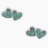 Turquoise Chip Double Heart Earrings