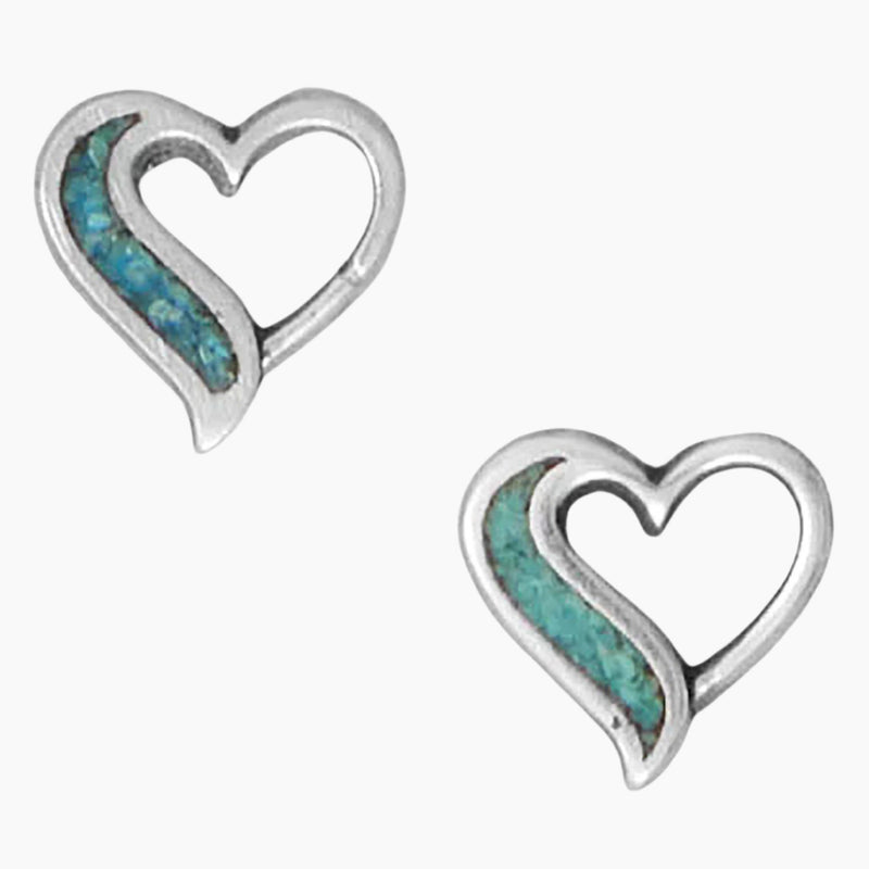 Turquoise Chip Heart Earrings