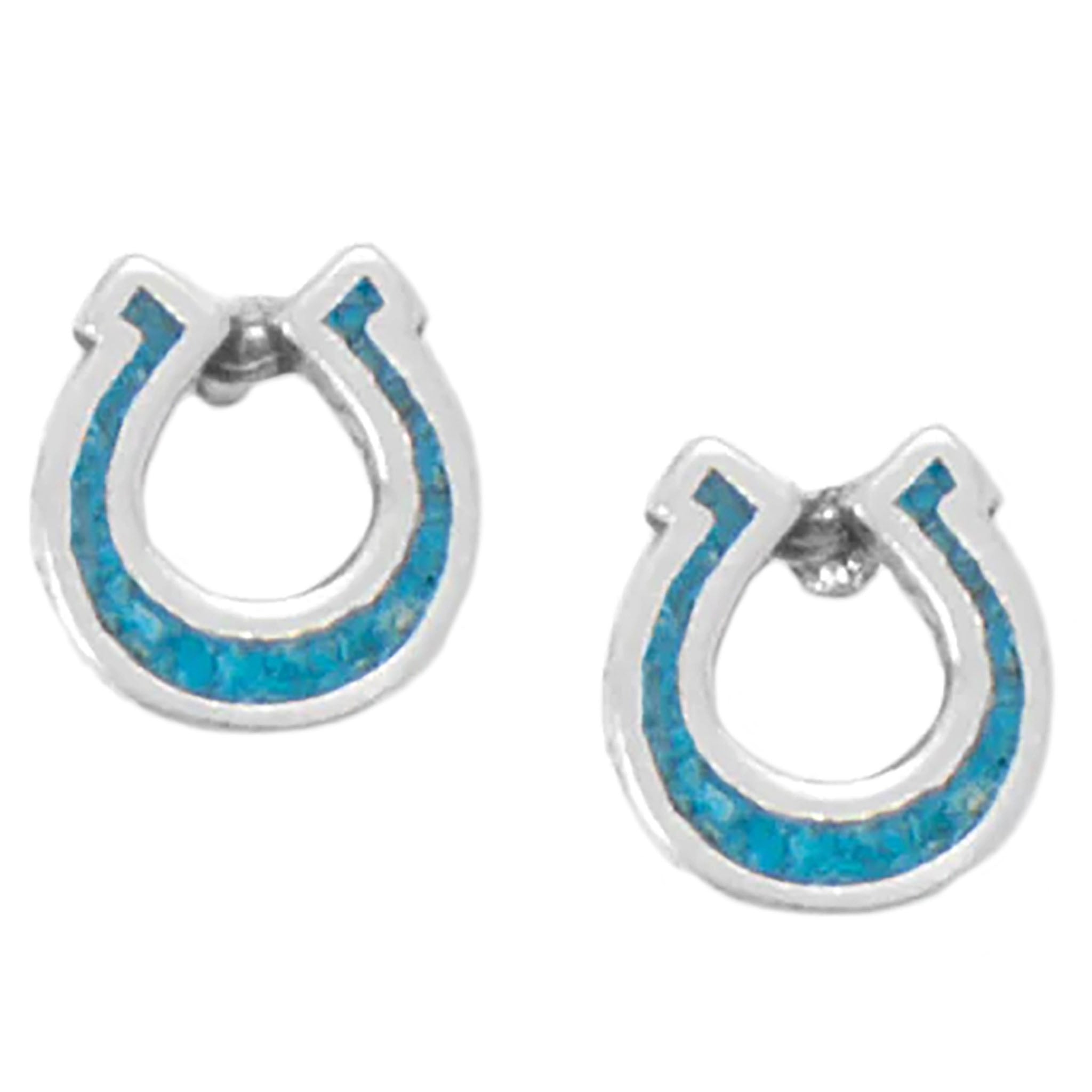 Turquoise Chip Horseshoe Earrings